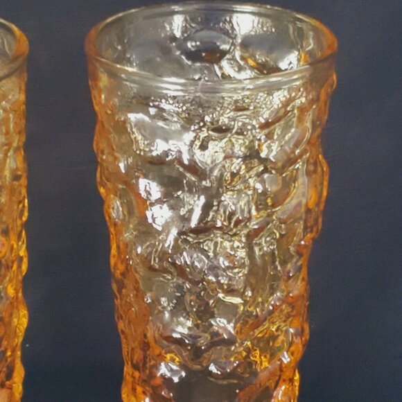Anchor Hocking Lido Milano Juice Glasses Desert Honey Crinkle set of 2 vintage - Picture 3 of 7